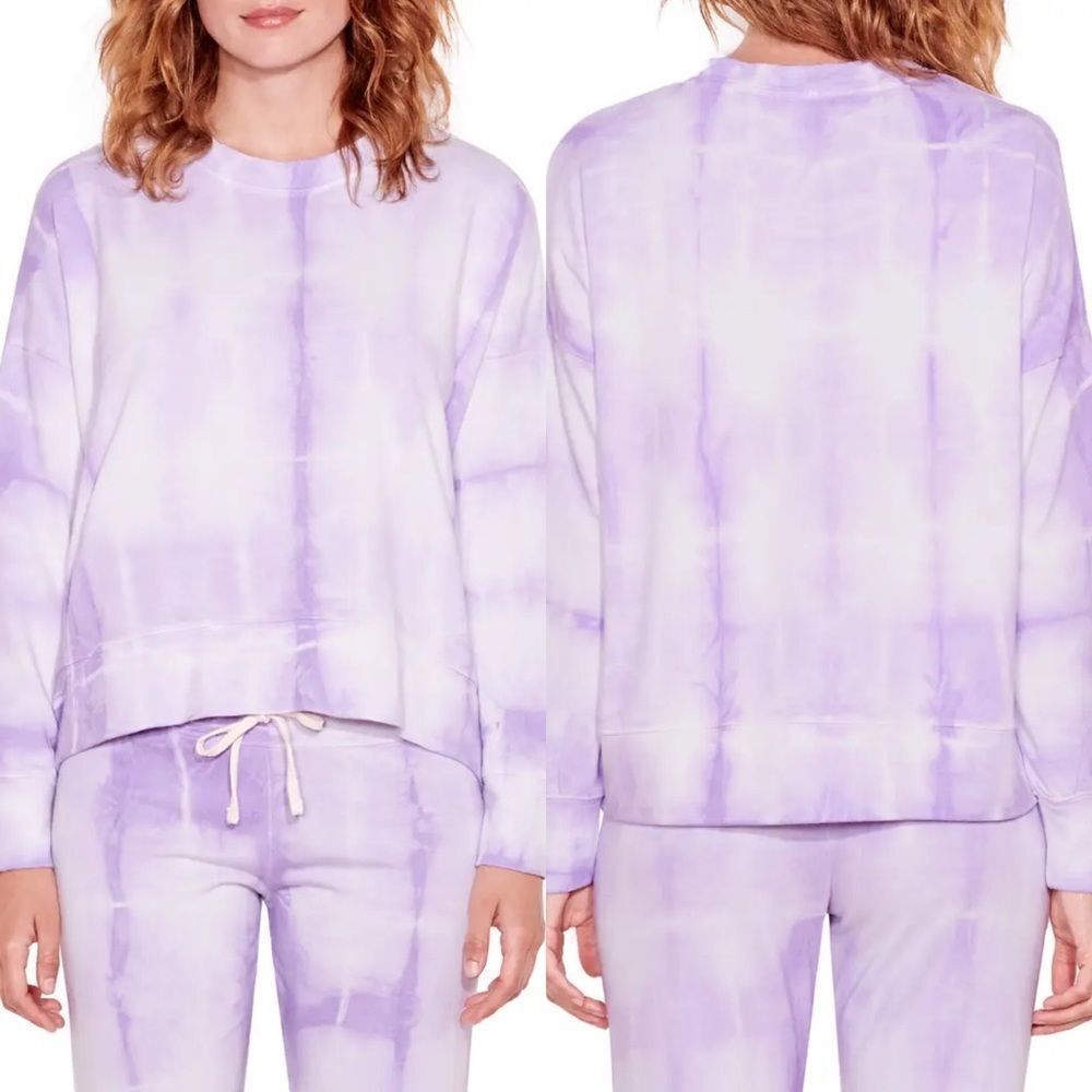 SUNDRY Tie Dye Sweatshirt Lilac and White
